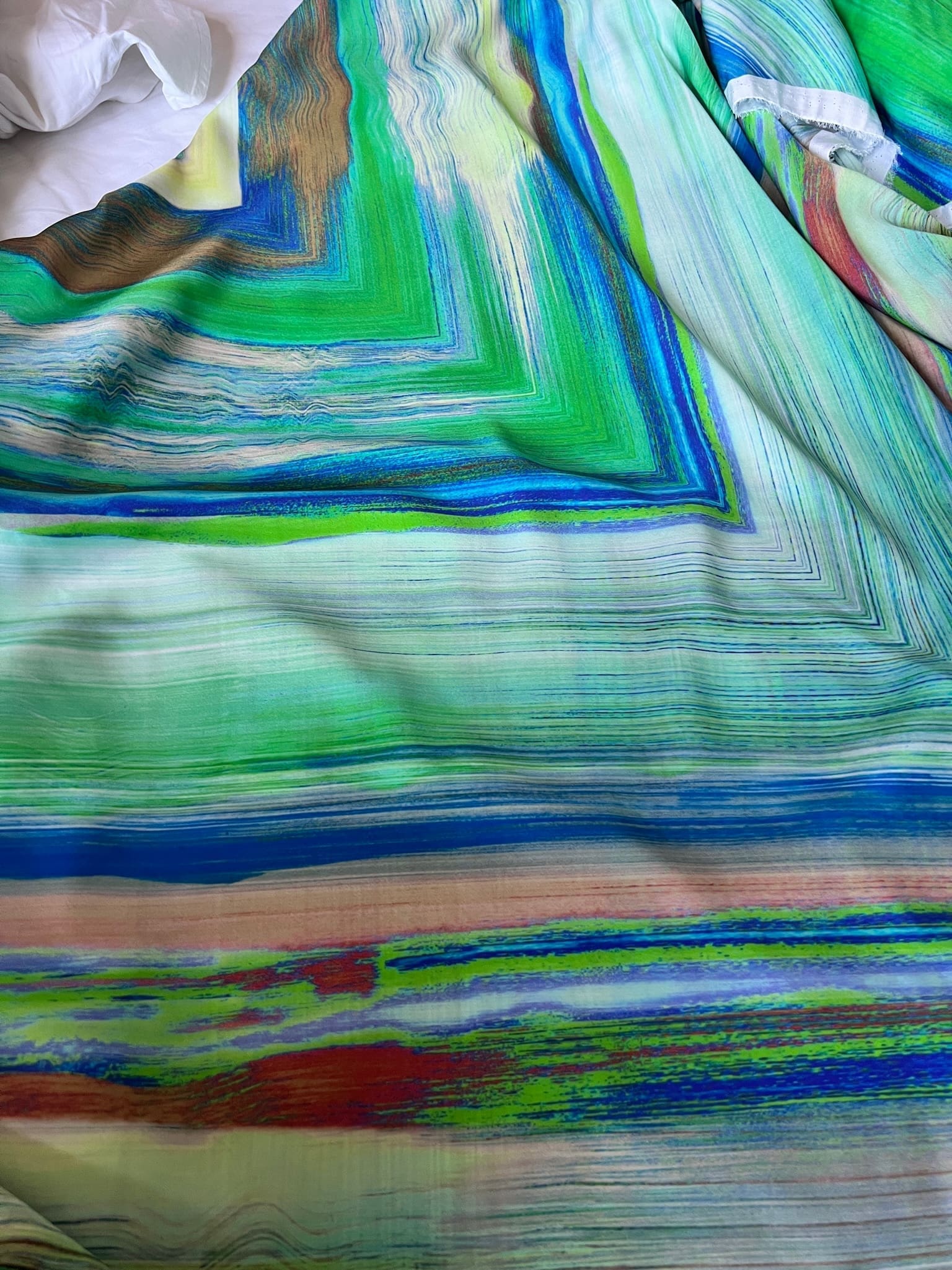 Green sea print silky fabric from Athens Greece