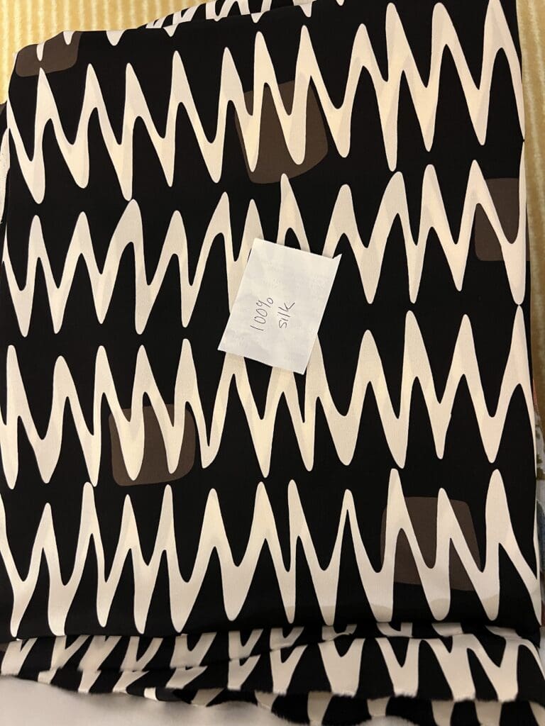 silk black and white abstract fabric from Paris