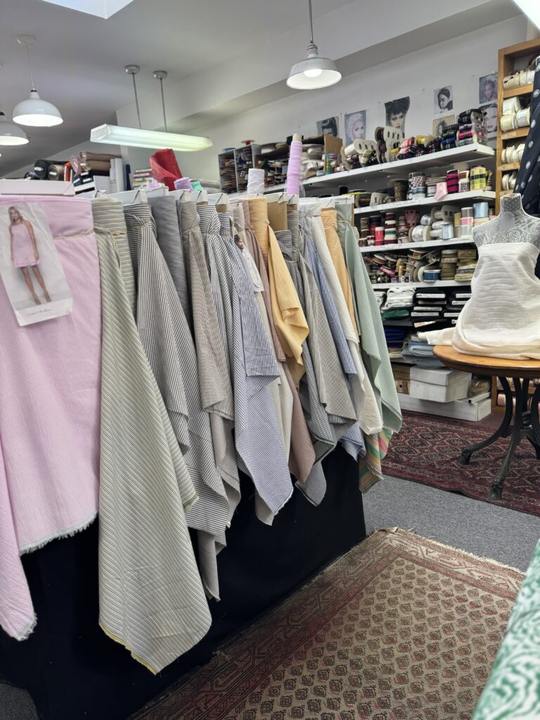 sampling of seersucker at Promenade Fine Fabrics