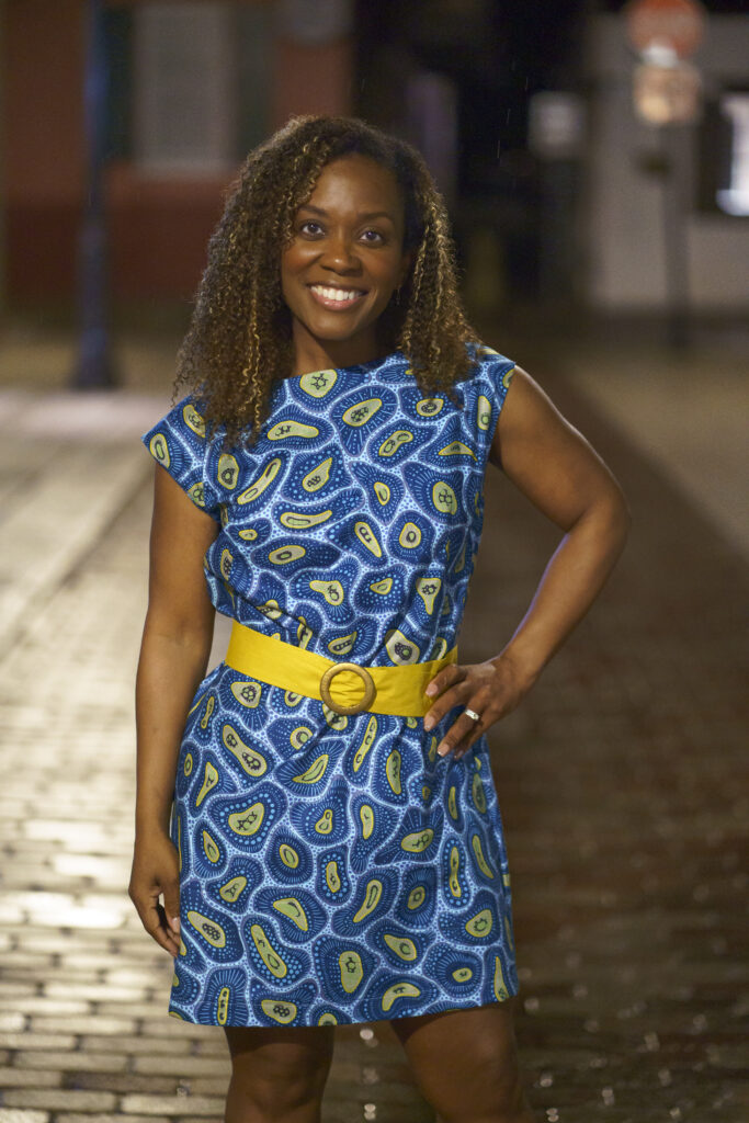 Simplicity 9846 in blue and yellow Ankara Sewing For My Sanity